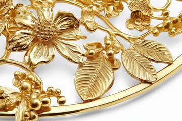 Fototapeta premium Gold-toned floral design tray