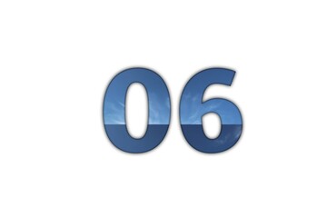Skyline Numerals:  Serene Blue Number 06 Design Element