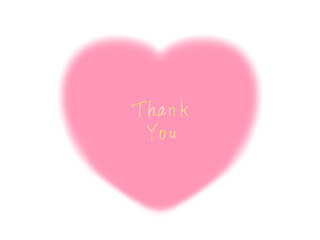 水彩・ピンクのふんわりハートとthankyouの金色文字