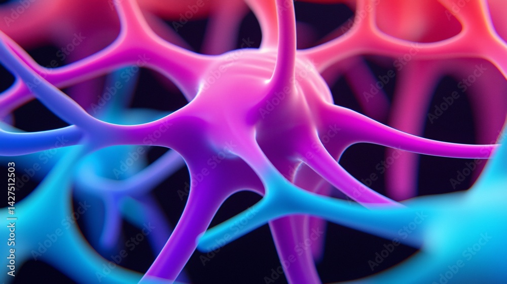 Wall mural abstract colorful neural network vibrant neuron connections science background