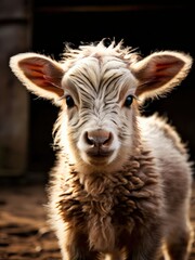 Obraz premium an AI Image Generator, Adorable Young Goat Standing in a Barn