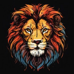 an AI Image Generator, Vibrant Artistic Illustration of a Lion's Majestic