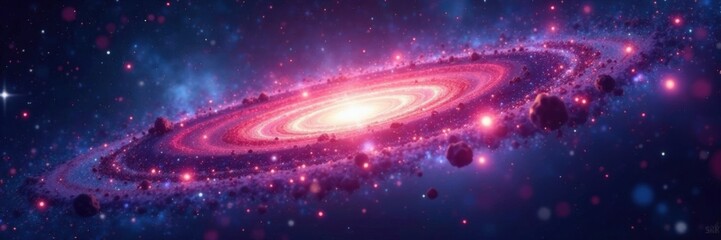 Obraz premium Galaxy cluster in a stunning outer space background, astronomy, outer space, spiral arms