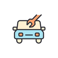 Car repair colored icons, minimalist vector illustration ,simple transparent graphic element .Isolated on white background