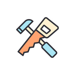 Repair tool colored icons, minimalist vector illustration ,simple transparent graphic element .Isolated on white background