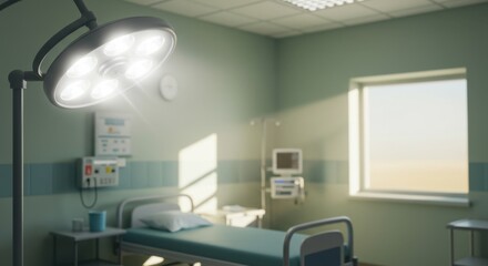 Bright Sunlight Illuminates a Serene Hospital Room: A Peaceful Healthcare Setting