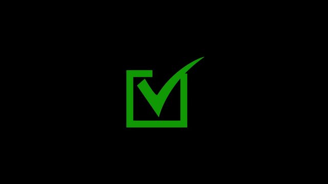 animated white and green check mark symbol with transparent background &ndash; approved tick mark icon, check box, right mark, tick box, green checkmark loop.