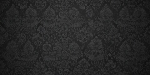 Intricate black damask floral pattern on dark gray  , dark, classic, sophisticated