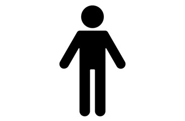 シンプルな人物ピクトグラムアイコン、立ち姿の黒いシルエット