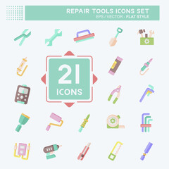 Icon Set Repair Tools. related to Education symbol. flat style. design editable