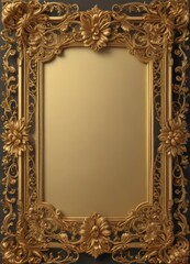 Obraz premium Intricate gold filigree scroll frame with vintage floral details , gold leaf, decoration, elegant