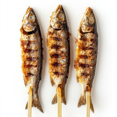 Grilled fish skewers, perfectly cooked