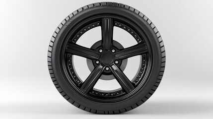Obraz premium high-performance black car wheel with alloy rim and tire for automotive design