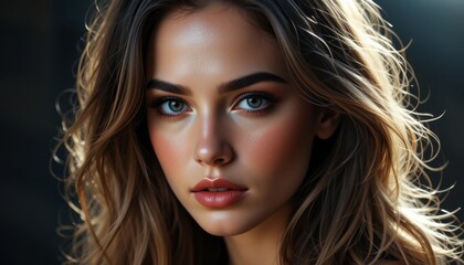 Fototapeta premium Portrait of a Girl with Wavy Hair and Soft Lighting
