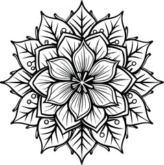 Black and white flower vector illustration 