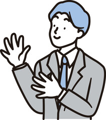 笑顔でお祝いをするビジネスマンのシンプルな上半身のイラスト素材