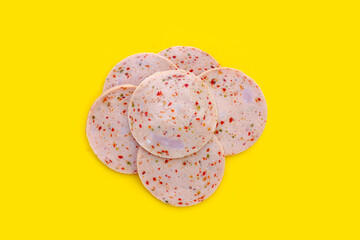 Spicy sliced bologna sausage with chili © Bowonpat