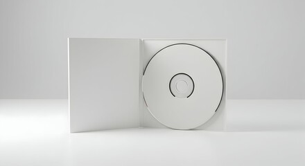 Blank CD in Jewel Case Mockup White Background Data Storage Music Software Distribution Media Technology Template