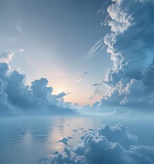 Light blue gradient backdrop with hazy cloud formations  ,  abstract,  light,  blurred