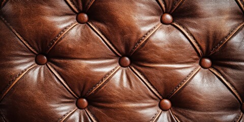 Naklejka premium Brown Leather Texture: Close-Up of Luxurious Tufted Upholstery