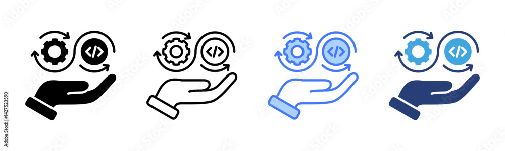 Poster Continuous icon sheet multiple style collection