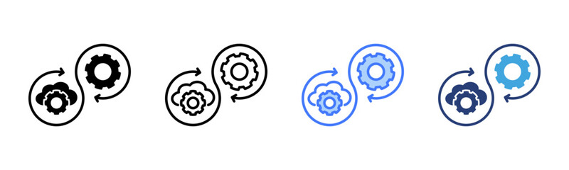 Devops icon sheet multiple style collection