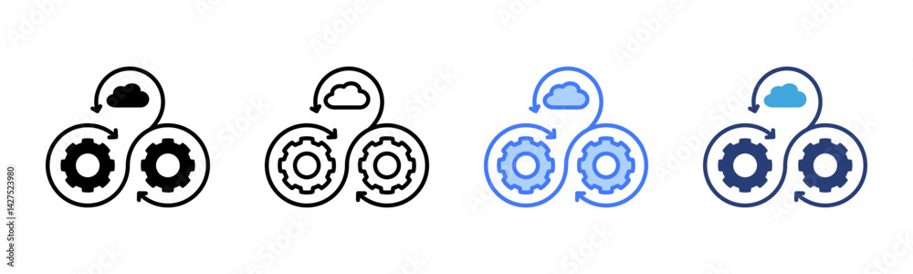 Poster Devops icon sheet multiple style collection