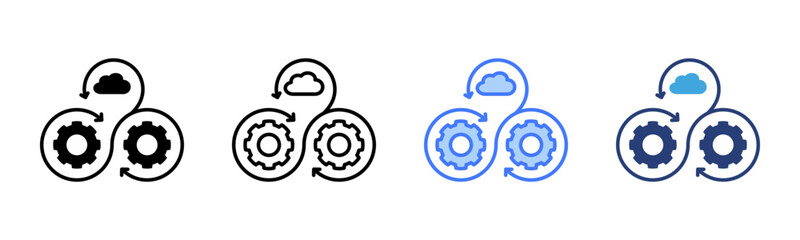 Devops icon sheet multiple style collection