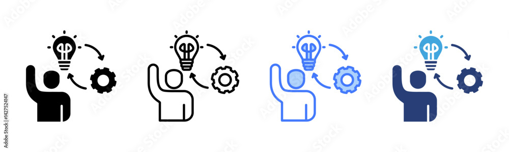 Poster initiative icon sheet multiple style collection