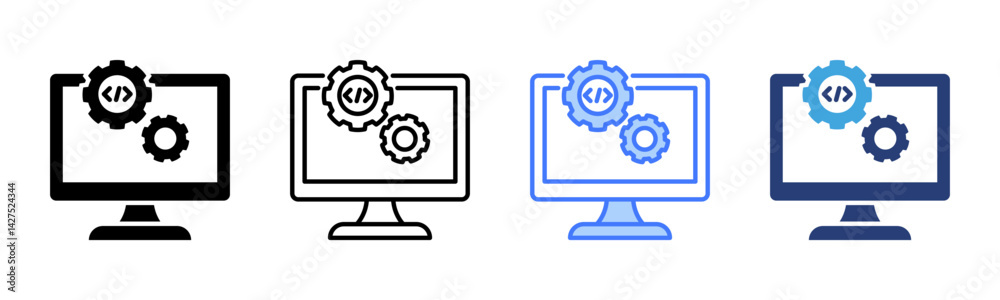 Poster Software Development icon sheet multiple style collection