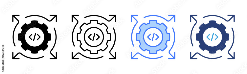 Poster Devops icon sheet multiple style collection