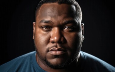 Obraz premium Portrait of Person Looking Directly at Camera on Dark Backdrop