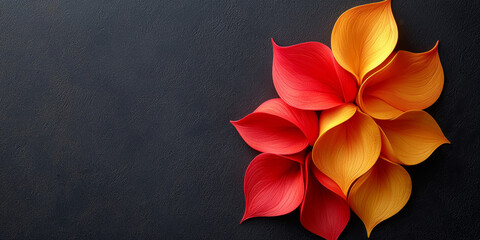  Vibrant Red and Yellow Floral Arrangement on Dark Background