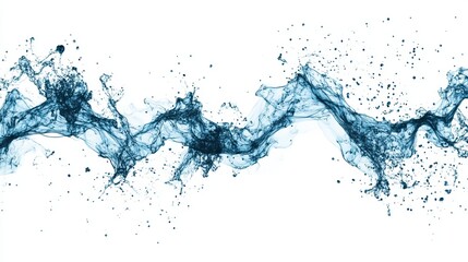 Fototapeta premium Abstract teal data flow on pure white background with minimalist keylines, tech startup presentation design