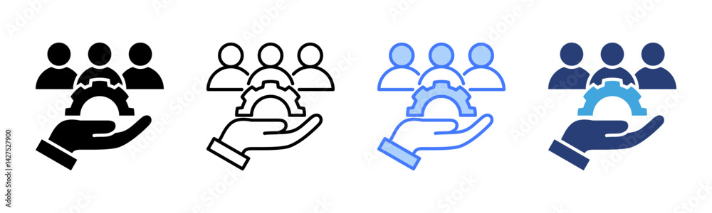 Poster customer management icon sheet multiple style collection