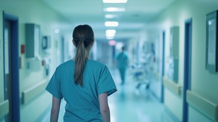 Obraz premium Nurse answering medical-related interview questions in a hospital.