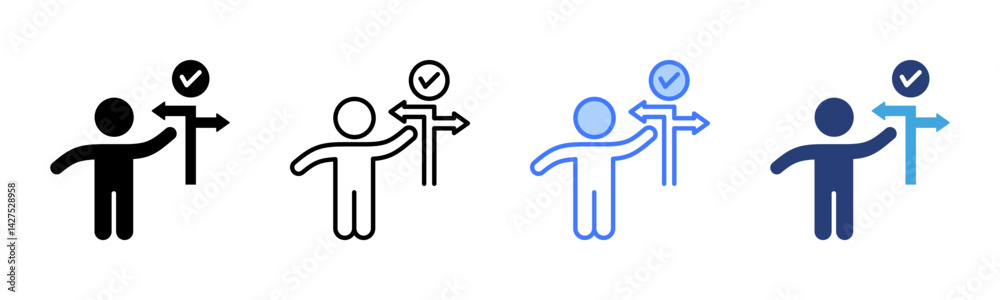 Poster Decision Making icon sheet multiple style collection