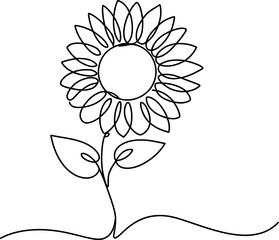 Sunflower  Line art Drawing, Simple Minimalist Botanical Art, Sunflower  Line art minimalist sunflower illustrations drawn with a single continuous line. Perfect for logo, branding, or decoration.