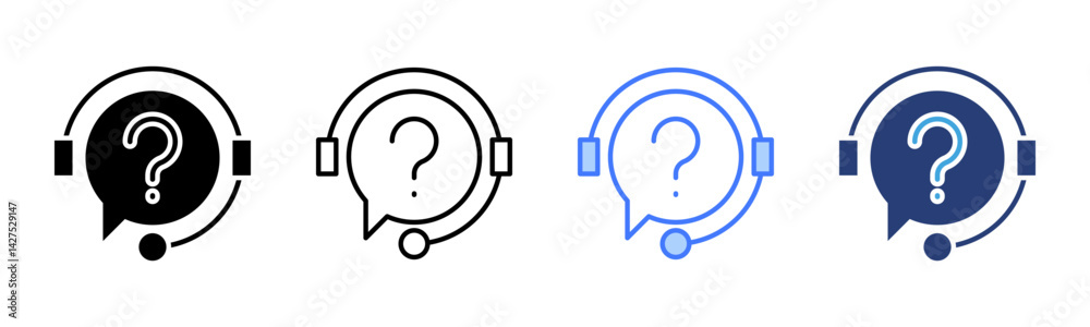 Poster customer service icon sheet multiple style collection