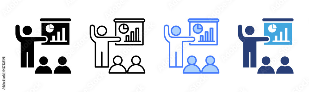 Poster business presentation icon sheet multiple style collection