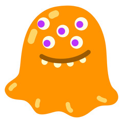 Cute Orange Jiggly Multi-Eyed Monster – Cartoon Vector Illustration