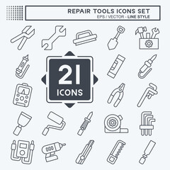 Icon Set Repair Tools. related to Education symbol. line style. design editable