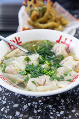 a bowl of Chinese chicken soup wanton