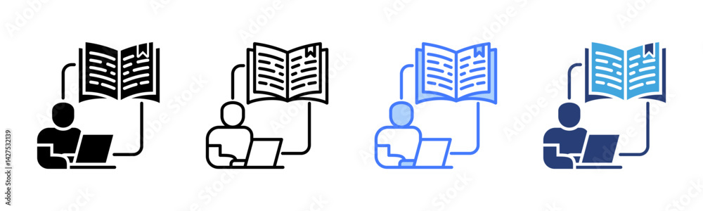 Poster Virtual Class icon sheet multiple style collection