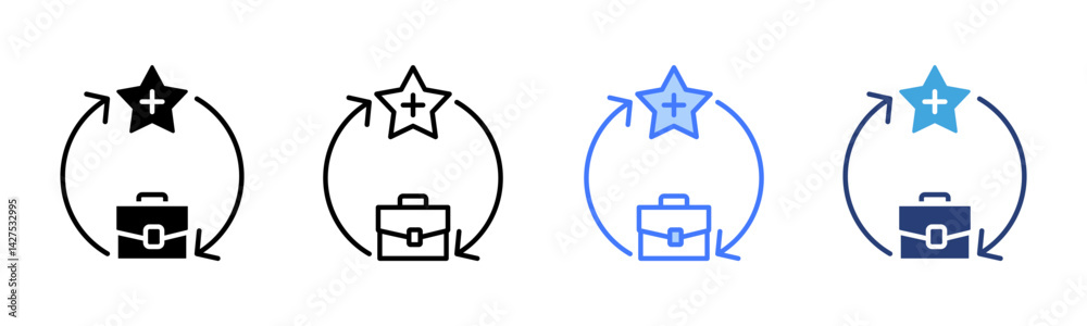 Poster talent cycle icon sheet multiple style collection
