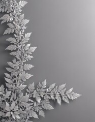 Shimmering silver leaf border, delicate lace details, elegant foliage pattern ,  wedding,  plant