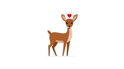 Obraz premium Cute cartoon deer with a heart above its head expressing love and affection in a simple style design