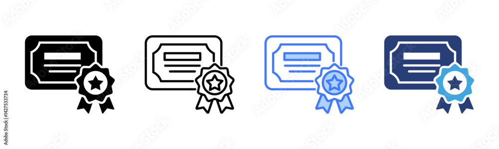 Poster certification icon sheet multiple style collection