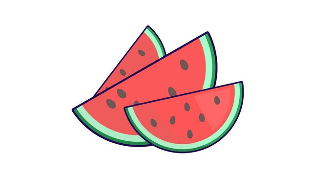 watermelon. a few slices of watermelon. simple animation. motion graphics. flat style. fruit theme