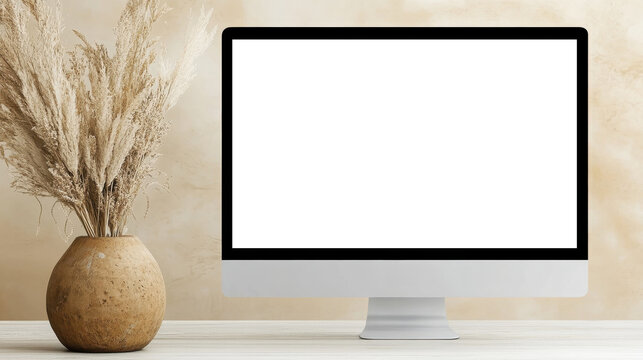 Desktop Computer Mockup, Blank Screen